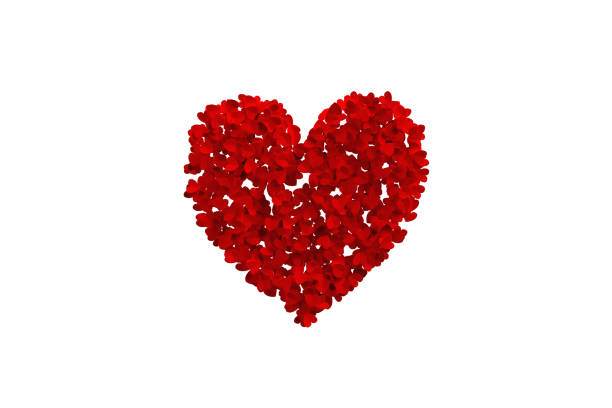 Red heart made of hearts on white background