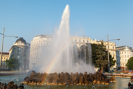 Vienna, Austria, - June, 20, 2013: The Hochstrahlbrunnen fountain, Vienna, Austria