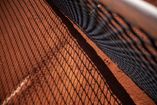 Tennis ball on a tennis clay court