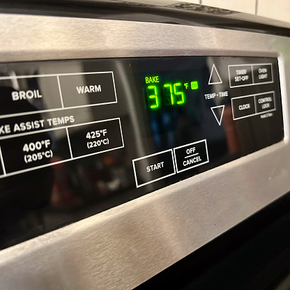 375 Fahrenheit displayed on a stove | Oven set at 375 fahrenheit