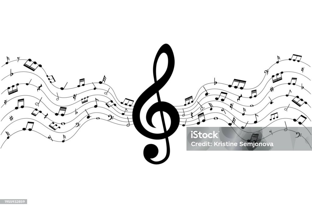 Long Wavy Musical Notes Pattern Music Notes On Wavy Lines Musical Pattern Vector Illustration Stock ...