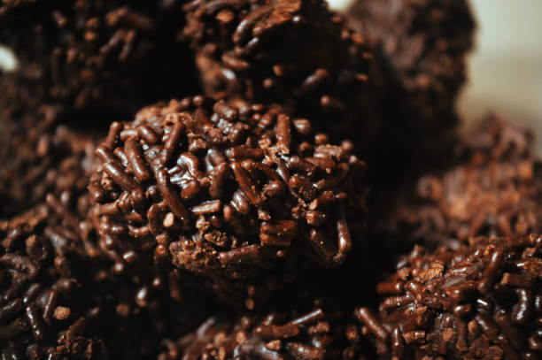 istock selective focus, Chocolate flavored steamed brownis donut with chocolate meses topping 1955959283