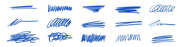 istock Line brush marker, pen, pencil stroke vector. Blue line brush marker scribble sketch underline. Hand drawn doodle pencil scratch mark. Scrawl texture underline effect. Vector 1956116763