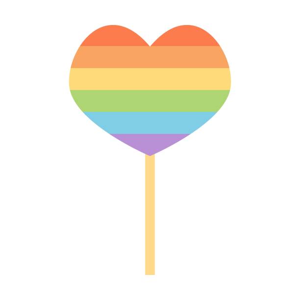 istock Lollipop in rainbow colors as symbol of pride month, equality and diversity. Vector illustration of sweet delicious candy on stick in lgbtq color 1956116784