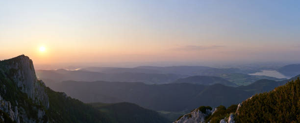istock Incredible sunset in the mountains from the Feuerkogel peak, Ebensee, Austria. 1956154372
