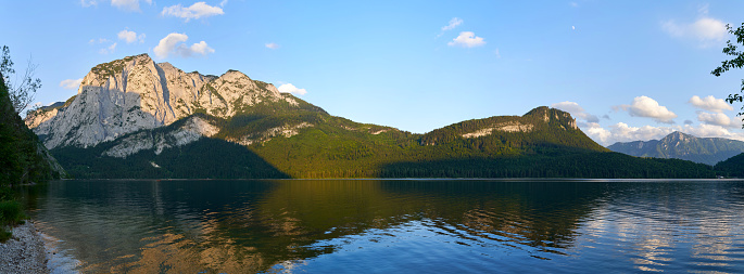 Great view of Mountains above Altaussee lake. Dramatic and picturesque scene. Popular tourist attraction. Location place Austria alps, Altaussee, Europe