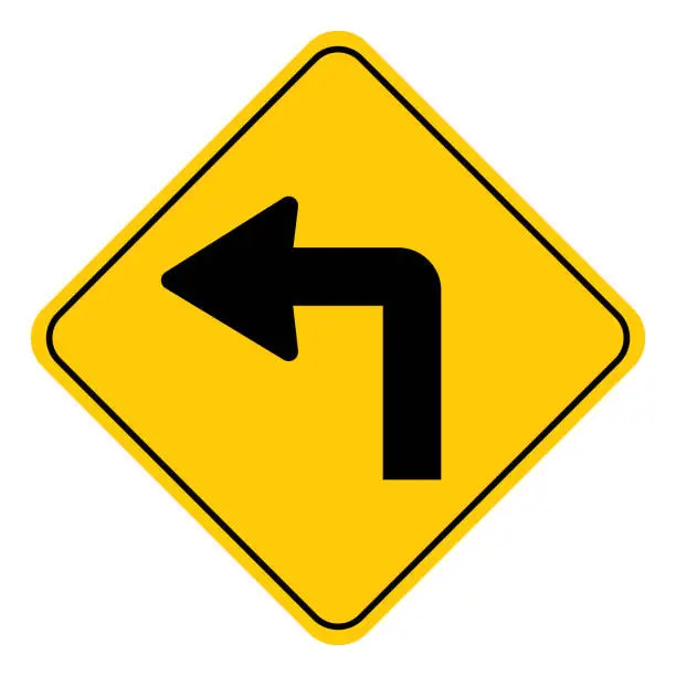 Vector illustration of Left Turn Road Sign