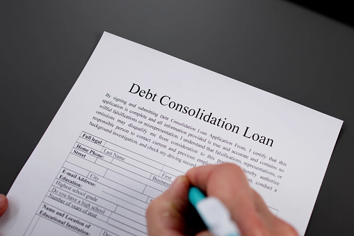 Debt Consolidation Loan Form. Financial Recovery Paper Work