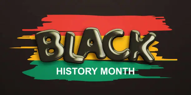 Vector illustration of Black history month. Realistic glossy 3d text