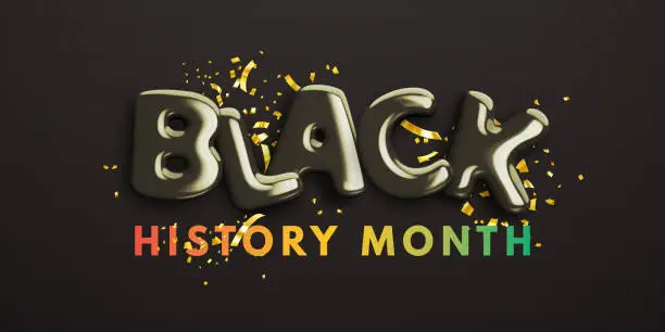 Vector illustration of Black history month. Realistic glossy 3d text