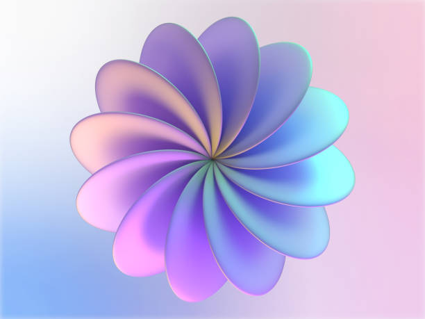3D illustration of iridescent crystal glass geometric pattern