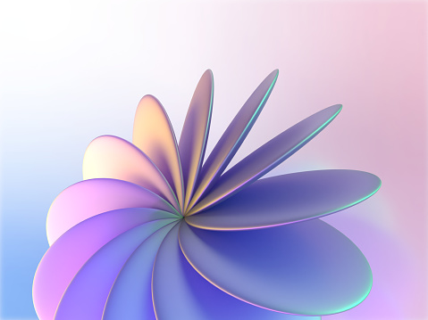3D illustration of iridescent geometric flower