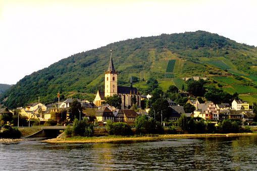 The Rhine River in Germany, on old film stock in 1990.