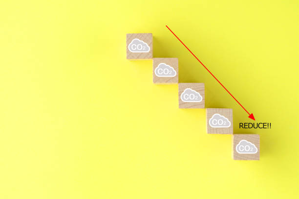 istock Wooden blocks with CO2 word and gray cloud, placed downward 1956379118
