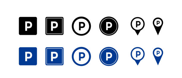 stockillustraties, clipart, cartoons en iconen met parking icon set - parkeren