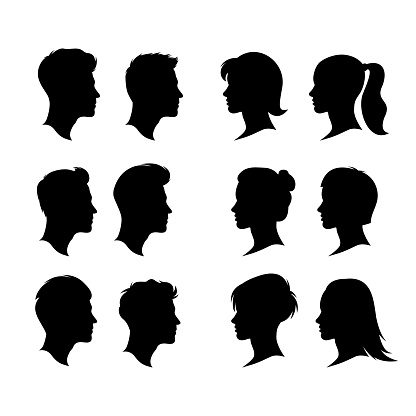 man and woman head silhouette collection