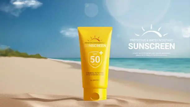 Vector illustration of Sunscreen ad banner template