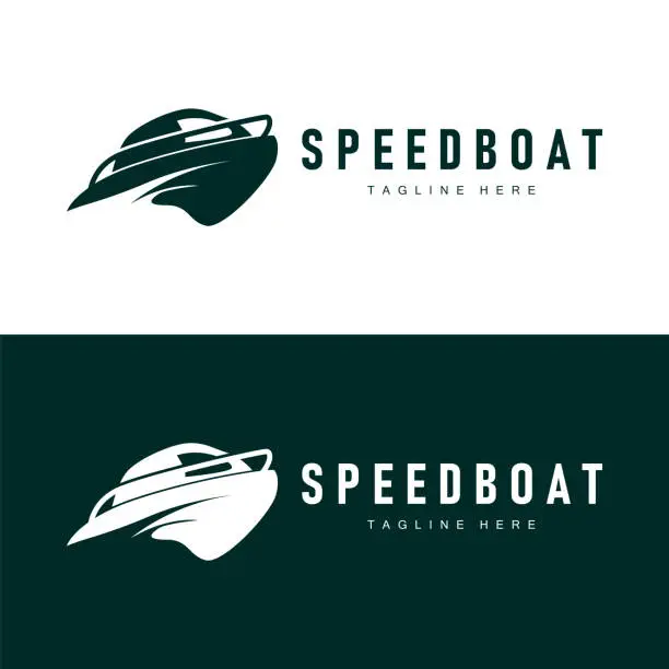 Vector illustration of Speed boat logo design, illustration of a sports boat template, simple modern fast boat brand