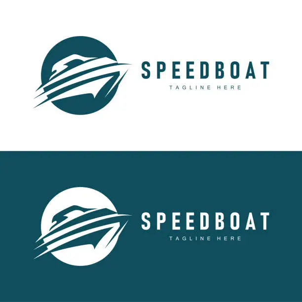 Vector illustration of Speed boat logo design, illustration of a sports boat template, simple modern fast boat brand
