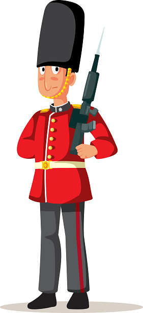 Funny guardsman of the royal guard symbol of Great Britain and the monarchy