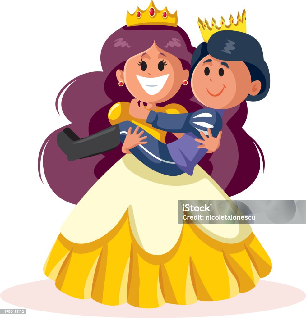 Princess Refusing Cartoon Picture Funny Princess Rescuing A Prince Charming In Distress Vector ...