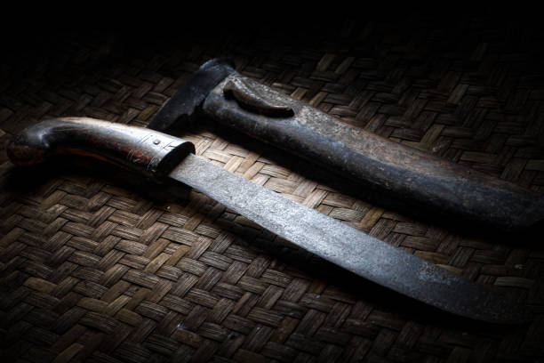 Hand made knife isolated on white background