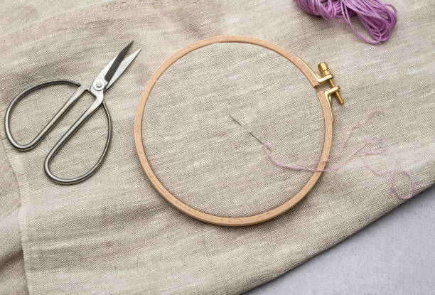istock Embroidery hoop, fabric, thread and other accessories 1956594145
