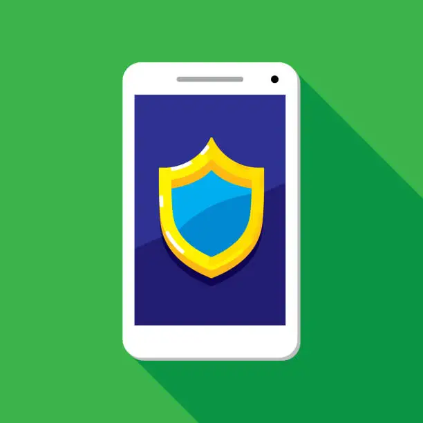 Vector illustration of Shield Smartphone Icon Flat 2