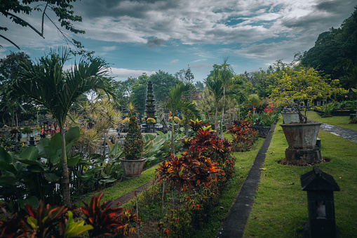 Bali, Indonesia - October 11, 2022: \nA popular tourist destination in Bali, Tirta Gangga  Water Palace.