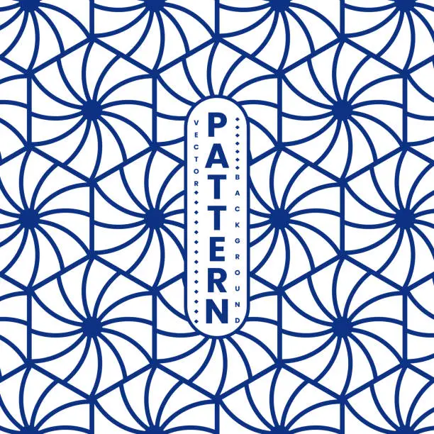 Vector illustration of Geometry blue floral art with seamless nature-inspired design for winter and summer textile decoration. Vector illustration.