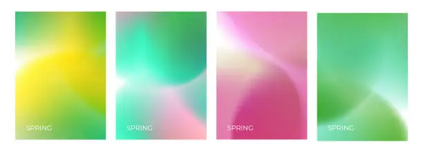 Vector illustration of Set of blurred spring theme color backgrounds for creative Springtime graphic design.