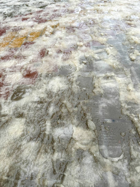 istock Paving slabs covered with snow. Background 1956780063