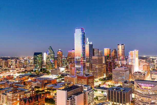 istock skyline of Dallas by night, Texas 1956796244