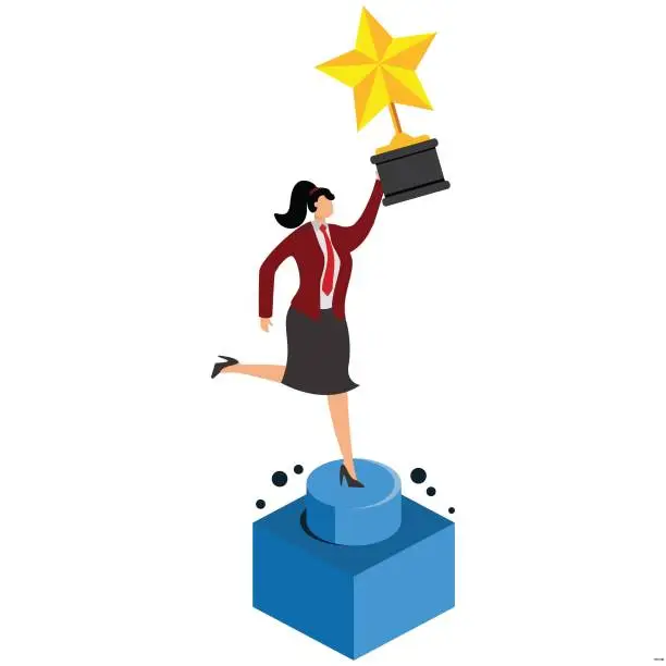 Vector illustration of Star shape, Award,Success,Winning,Abstract, Businesswoman