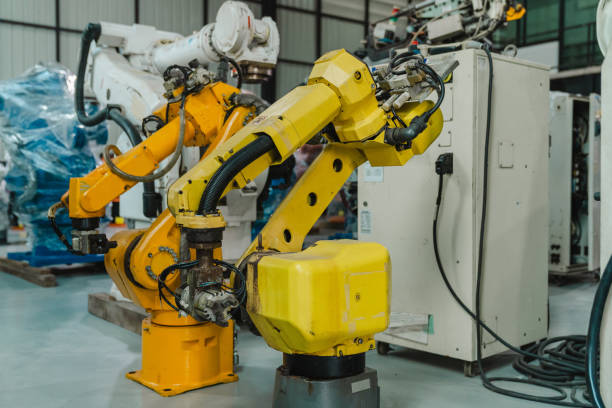 istock Industrial robot arm production factory. 1956818561
