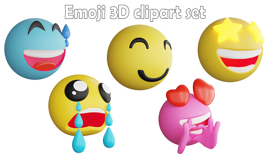 Emoji clipart element ,3D render emoji and emoticon concept isolated on white background icon set No.13