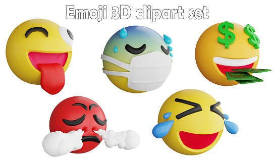 Emoji clipart element ,3D render emoji and emoticon concept isolated on white background icon set No.10
