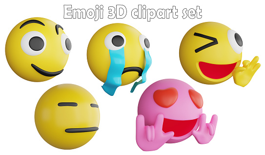 Emoji clipart element ,3D render emoji and emoticon concept isolated on white background icon set No.14