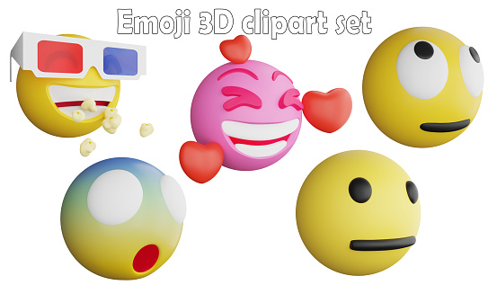 Emoji clipart element ,3D render emoji and emoticon concept isolated on white background icon set No.15