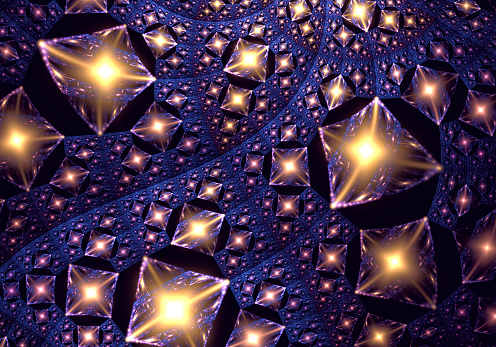 Fractal art. Glittering infinite diamonds, rhinestones. Abstract background.