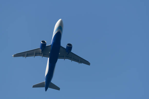 Bottom part of a Vueling Airbus A320 airline seconds before landing/takeoff