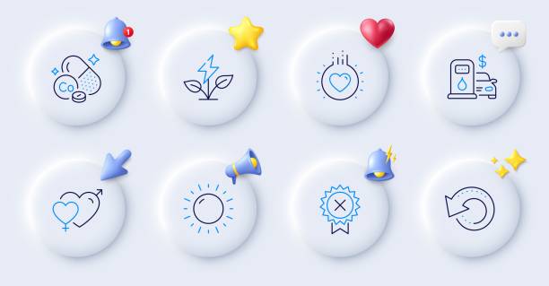 istock Love, Sunny weather and Eco power line icons. For web app, printing. Vector 1956917273
