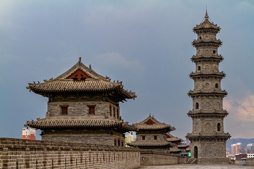 Datong, Shanxi, China - August 16, 2024: The City wall of Datong in China