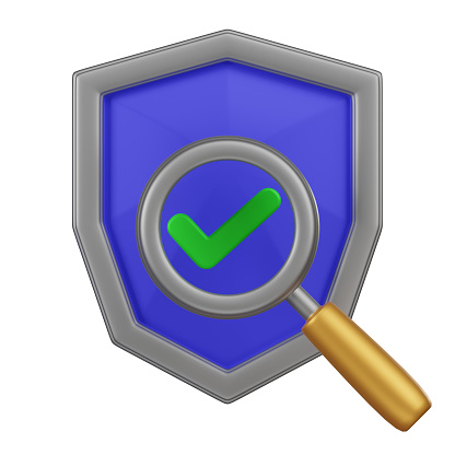 A 3D icon of a magnifying glass over a shield with a check mark, indicating thorough quality assurance and inspection.