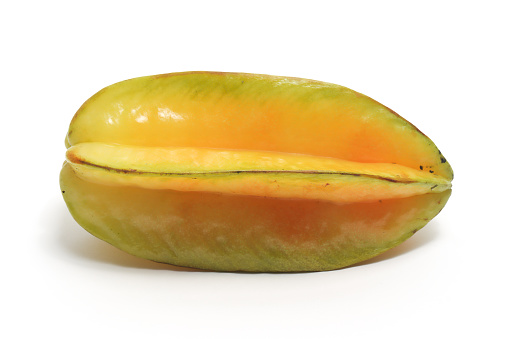 Fresh organic star fruit delicious side view isolated on white background clipping path