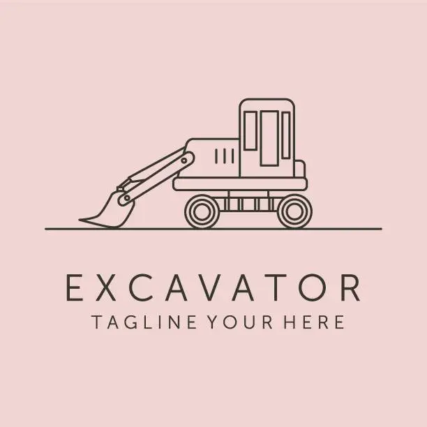 Vector illustration of excavator concept line art logo vector symbol illustration design