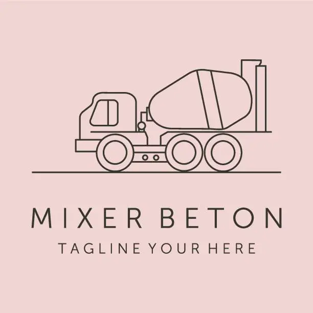 Vector illustration of mixer beton icon line art logo vector symbol illustration design