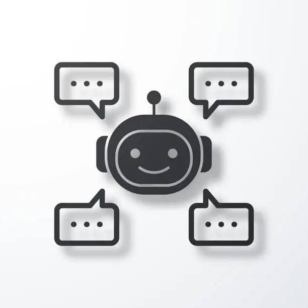Vector illustration of Chatbot with speech bubbles. Icon with shadow on white background