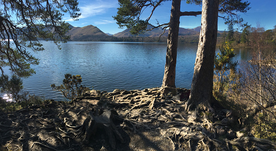 Catbells from Derwent Water, with the hills reflected in still water