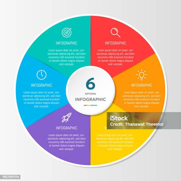 Round Shape Chart Work Examples Circle Shape Infographic Chart Template With 6 Options Stock ...